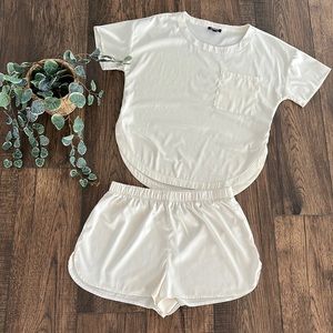 Express Satin Short Sleeve Pajama Set in Swan